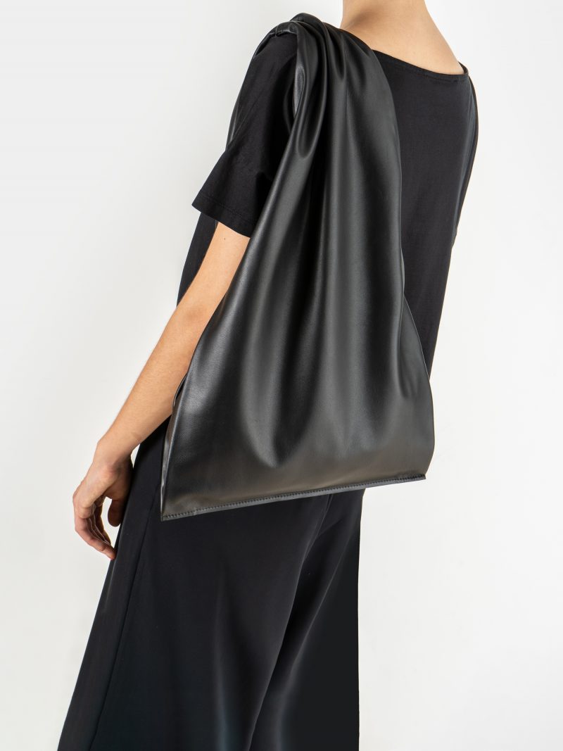 LATO tote bag in black lamb nappa leather | TSATSAS