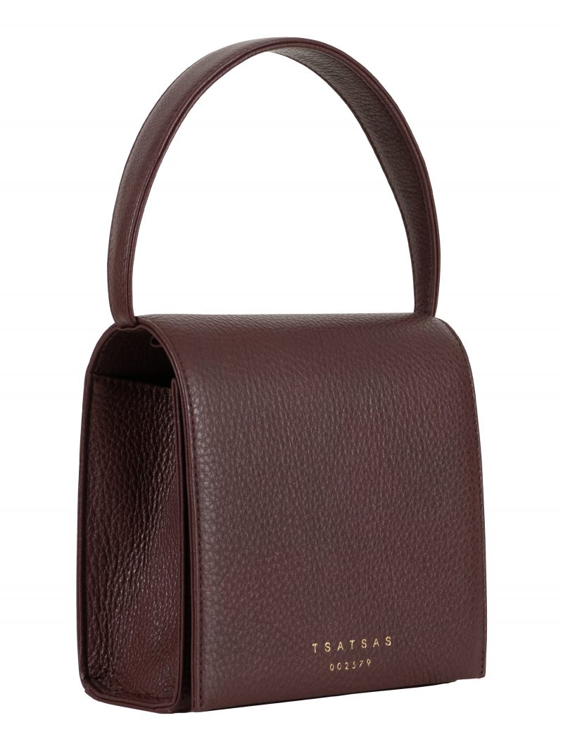 MALVA 2 hand bag in burgundy calfskin leather | TSATSAS