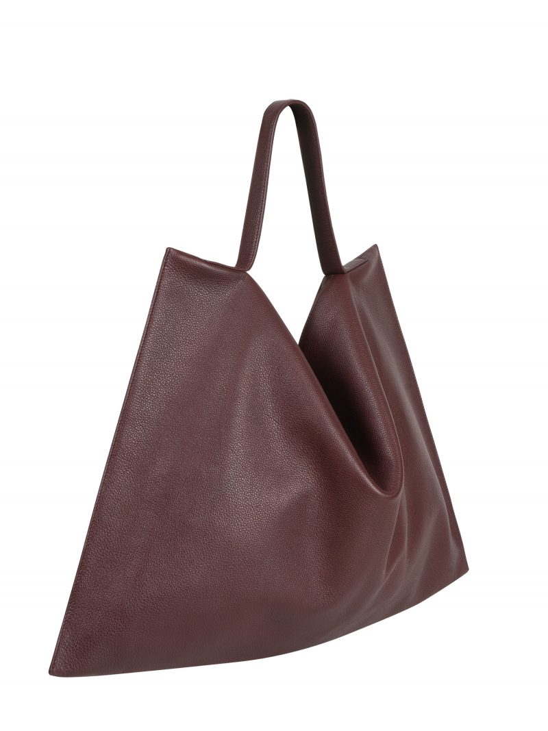 NATHAN shoulder bag in burgundy calfskin leather | TSATSAS