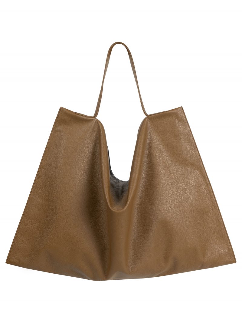 NATHAN shoulder bag in olive brown calfskin leather | TSATSAS