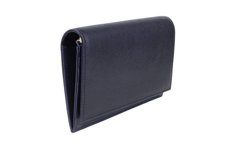 CREAM TYPE 10 wallet in navy calfskin leather | TSATSAS