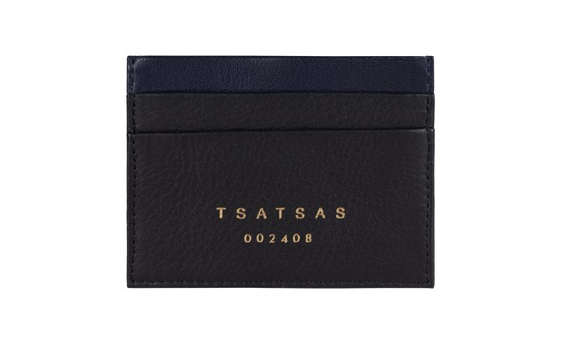 CREAM TYPE 1 card holder in black calfskin leather | TSATSAS