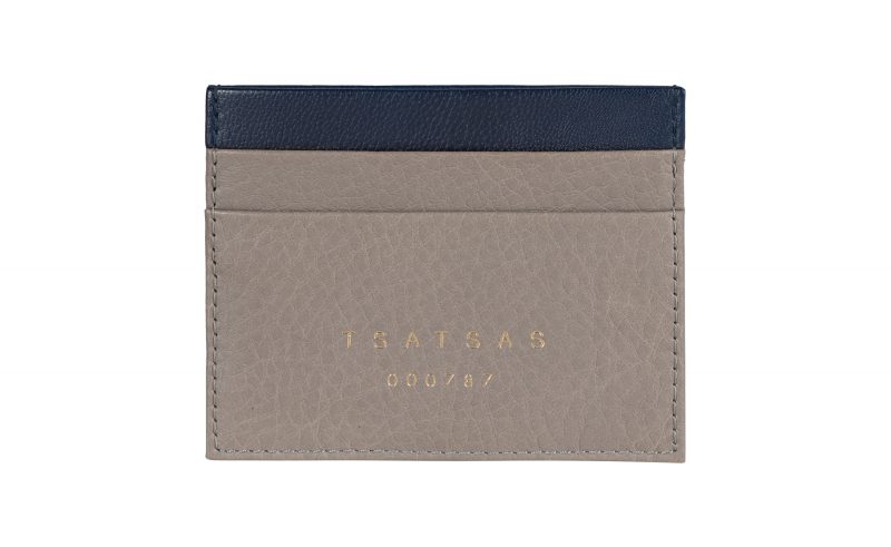 CREAM TYPE 1 card holder in grey calfskin leather | TSATSAS