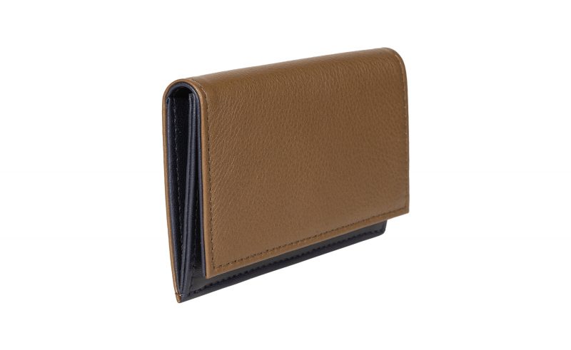 CREAM TYPE 3 coin wallet in olive brown calfskin leather | TSATSAS