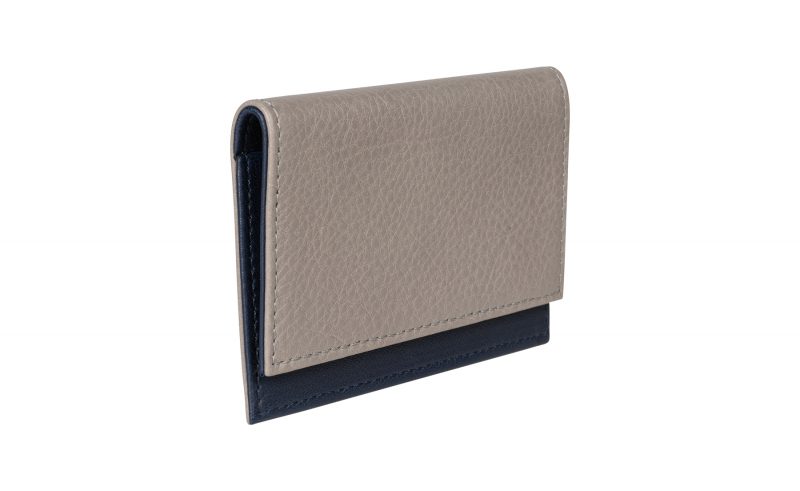 CREAM TYPE 4 business card case in grey calfskin leather | TSATSAS