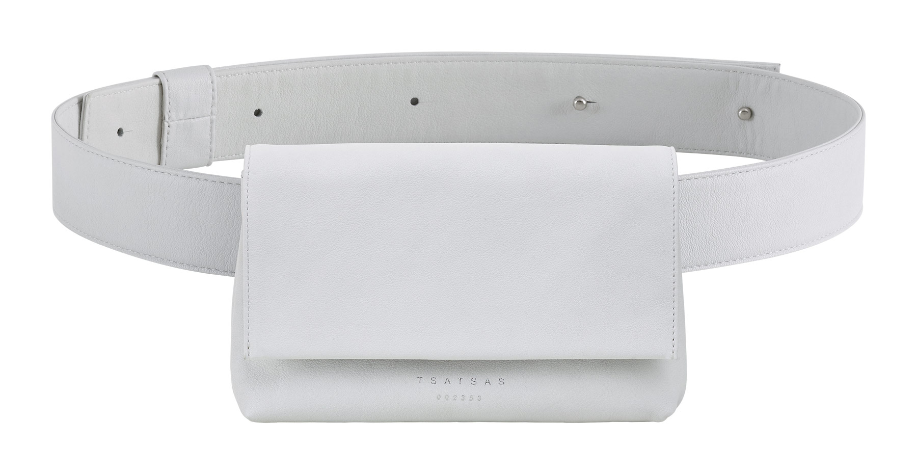 belt bag in off-white calfskin leather | TSATSAS