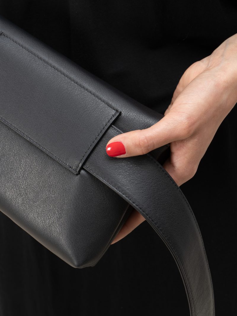 SOMA belt bag in black calfskin leather | TSATSAS