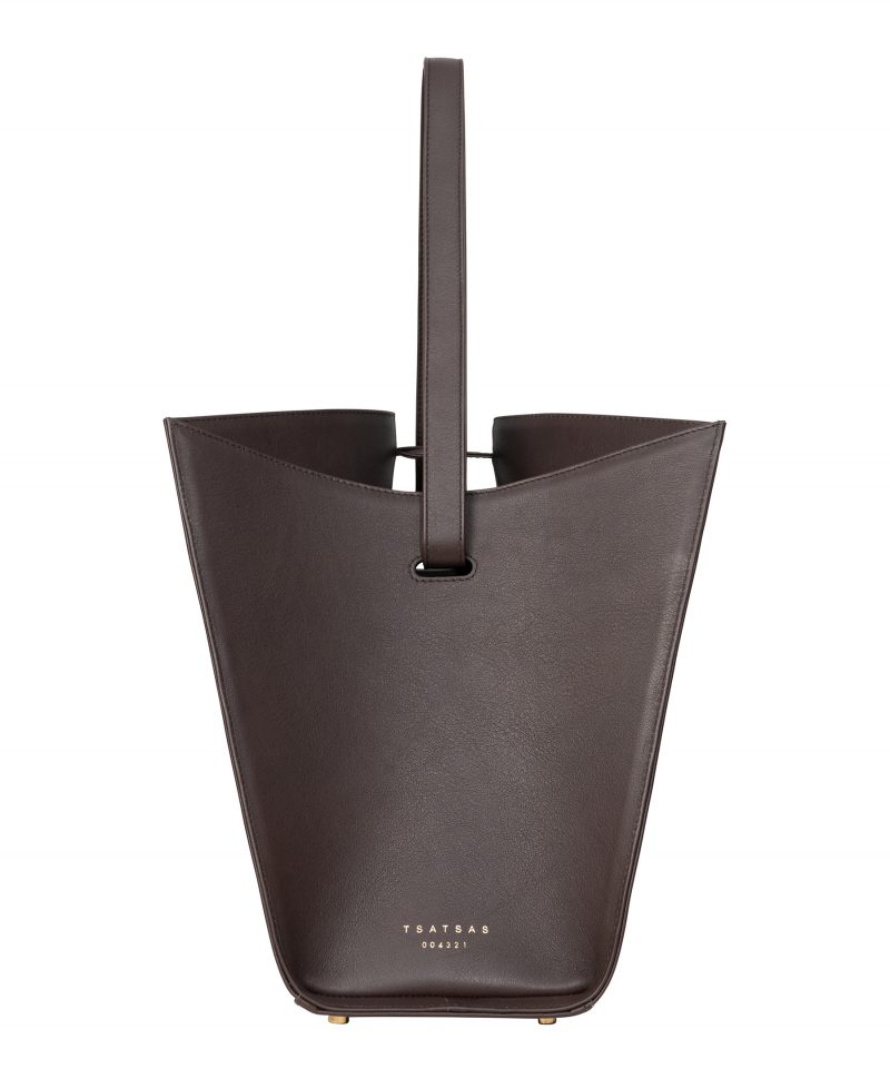 ANNEX tote bag in dark brown calfskin leather | TSATSAS