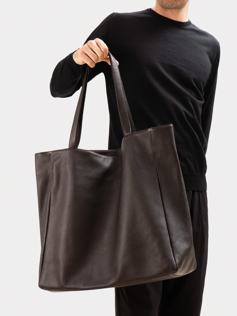 FABER 1 shoulder bag in dark brown calfskin leather | TSATSAS