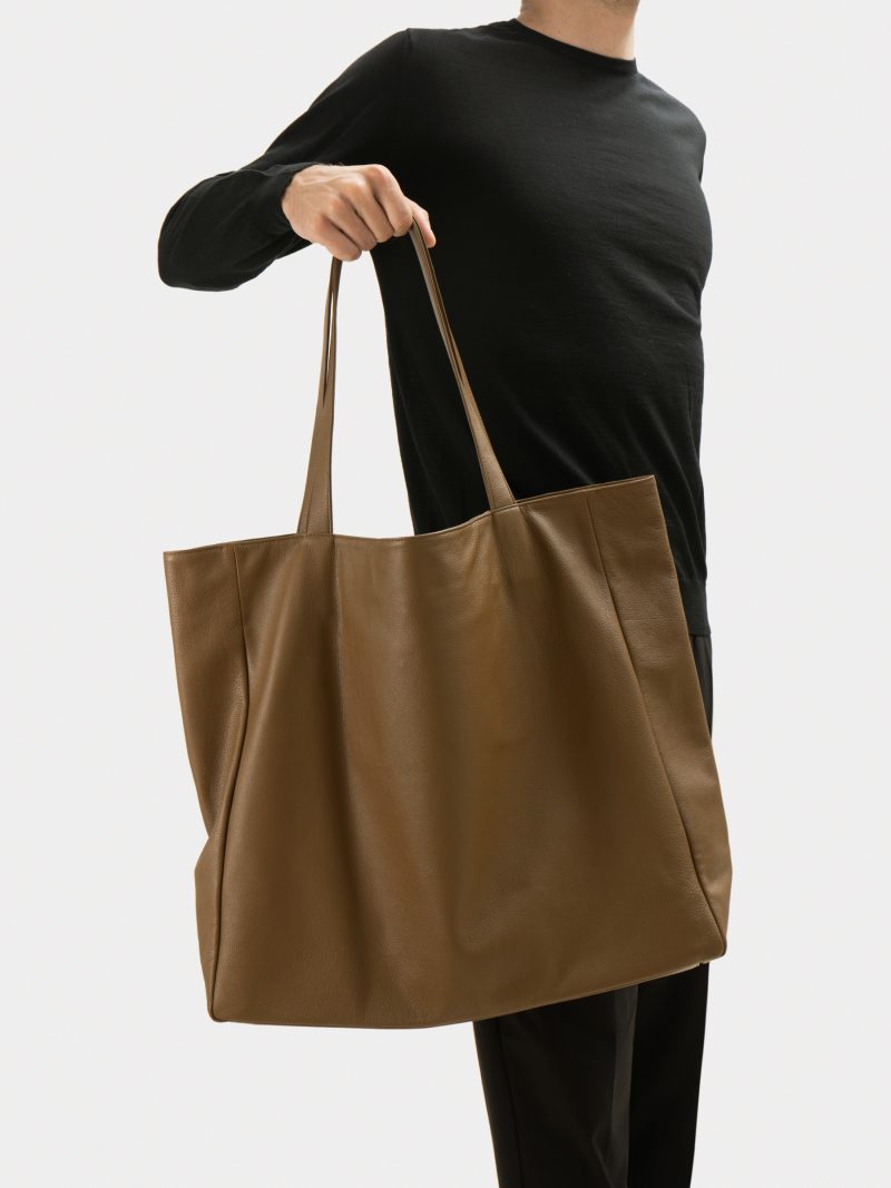 FABER 1 shoulder bag in olive brown calfskin leather | TSATSAS