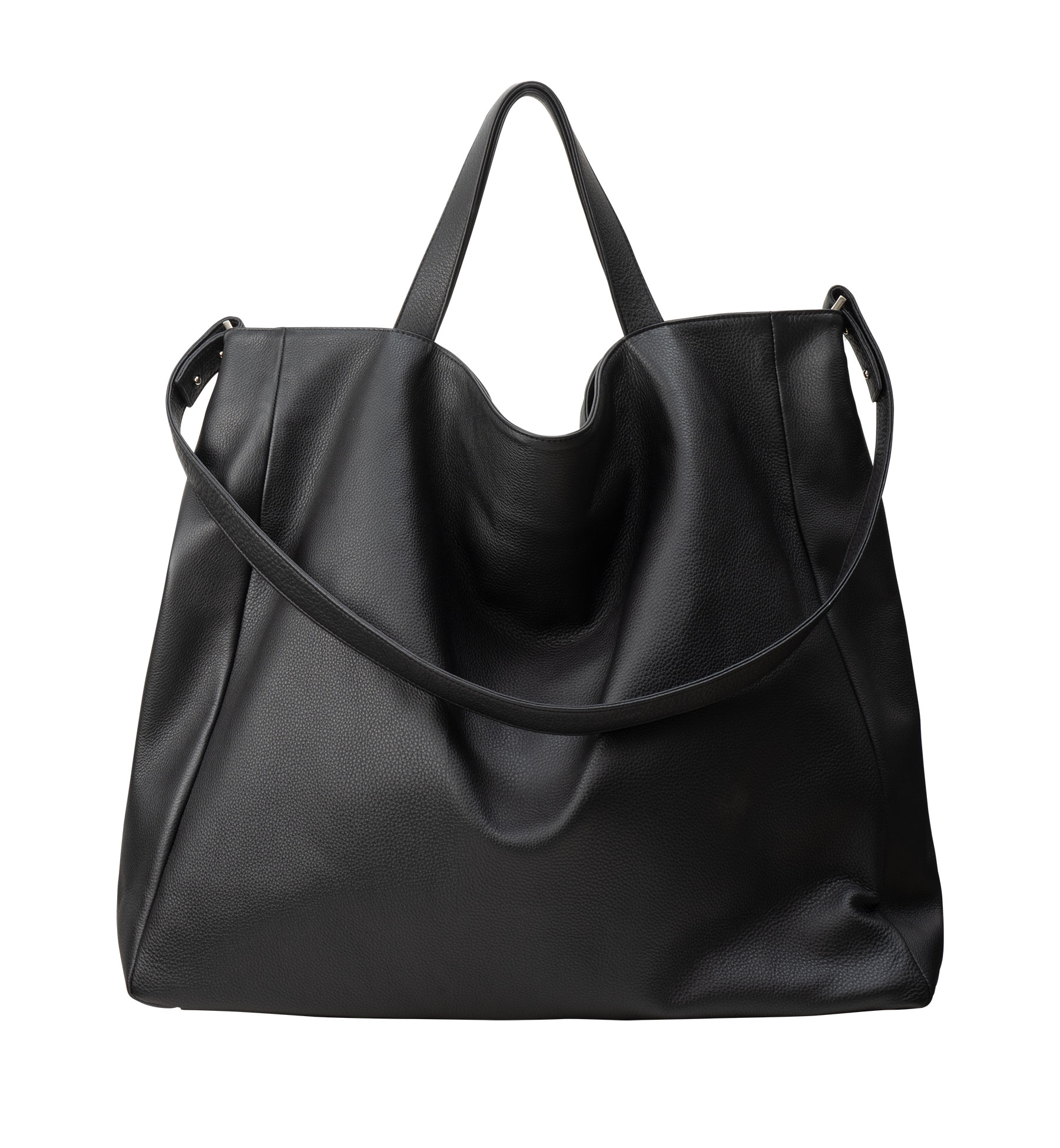 Black Natural Leather tote bag with Zipper. Architect bag in Black