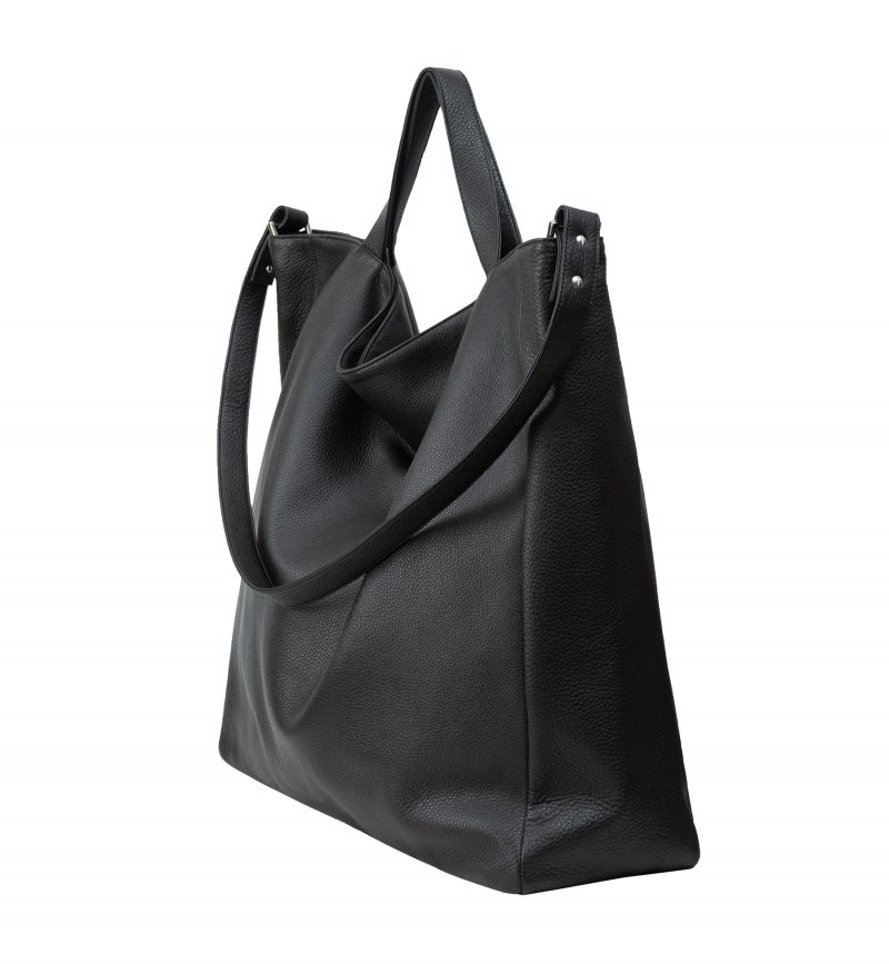 FABER 2 shoulder bag in black calfskin leather | TSATSAS