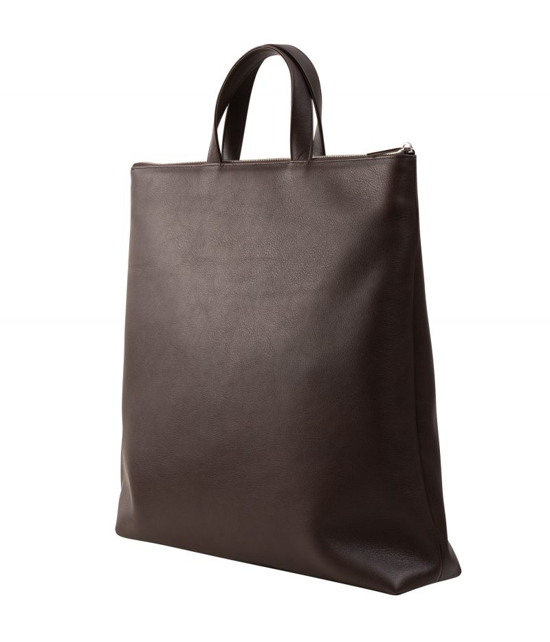 LUCID tote bag in dark brown calfskin leather | TSATSAS