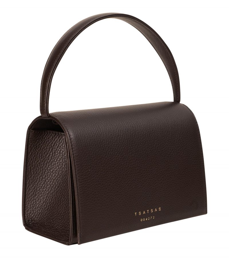 MALVA 4 hand bag in dark brown calfskin leather | TSATSAS