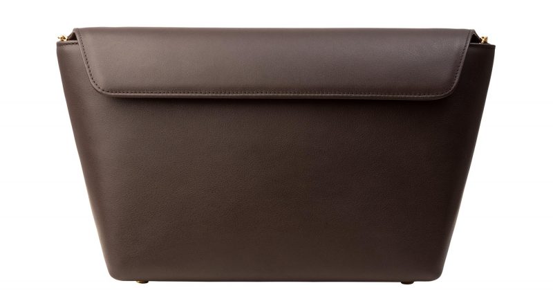 OLIVE L shoulder bag in dark brown calfskin leather | TSATSAS
