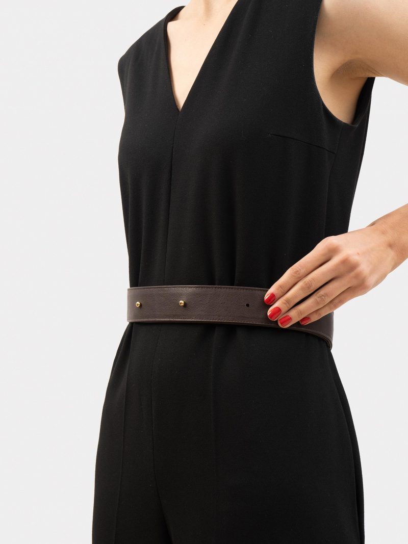 SOMA belt in dark brown calfskin leather | TSATSAS
