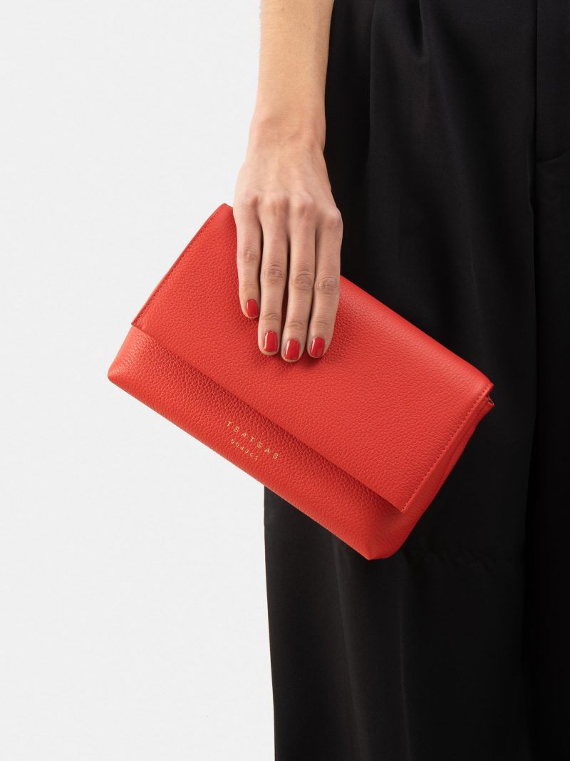 AMOS shoulder bag in bright red calfskin leather | TSATSAS