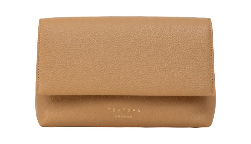 AMOS shoulder bag in cashew calfskin leather | TSATSAS