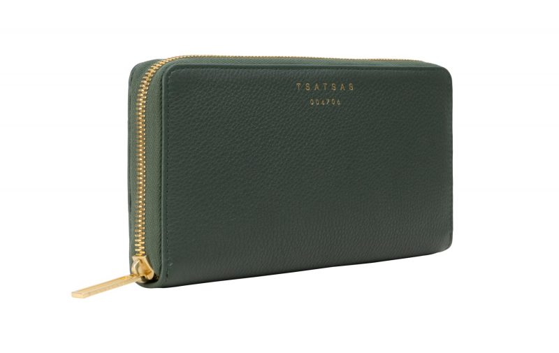 KOBO 2 wallet in pine green calfskin leather | TSATSAS