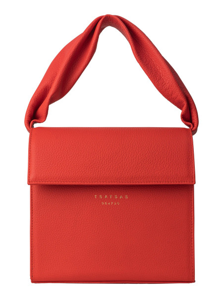 RHEI top handle bag in bright red calfskin leather | TSATSAS