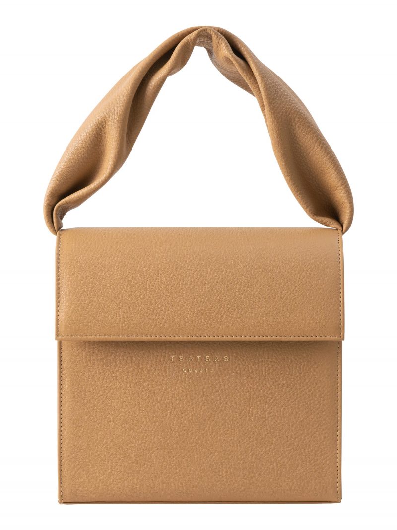 RHEI top handle bag in cashew calfskin leather | TSATSAS