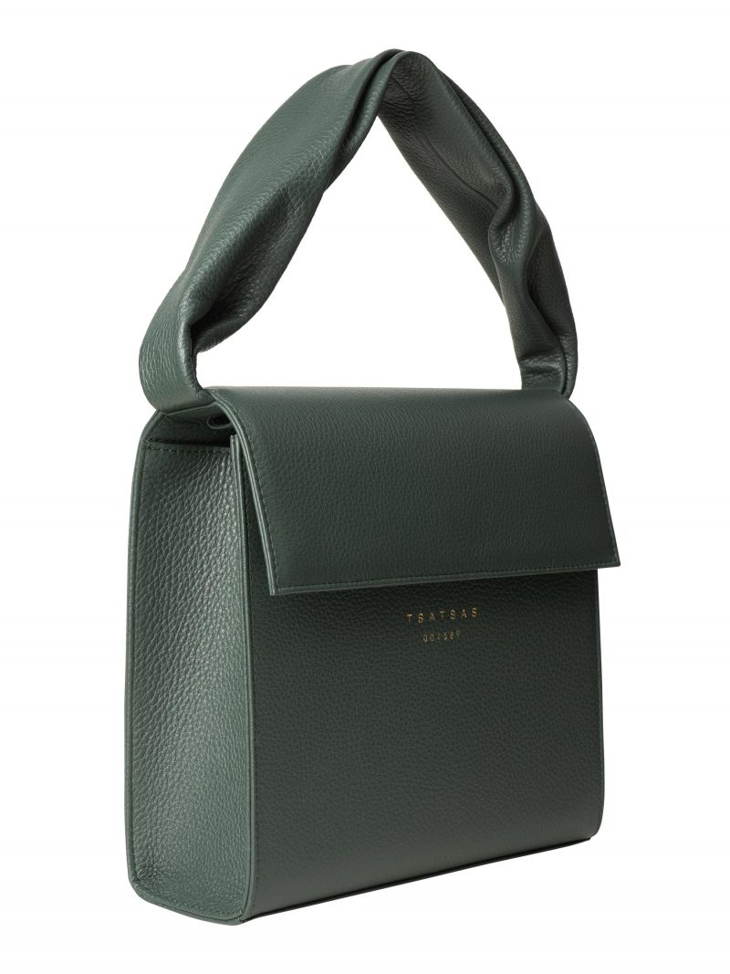 RHEI top handle bag in pine green calfskin leather | TSATSAS