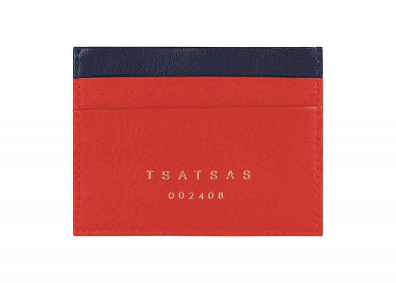 CREAM TYPE 1 card holder in bright red calfskin leather | TSATSAS