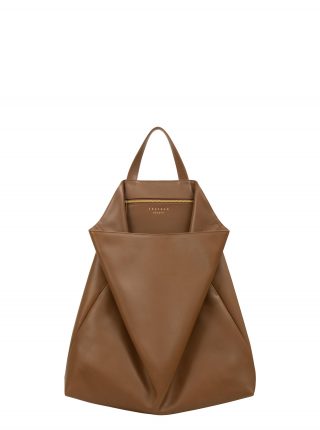 FLUKE tote bag in fawn brown smooth calfskin leather | TSATSAS