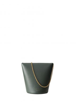 OLIVE shoulder bag in pine green calfskin leather | TSATSAS
