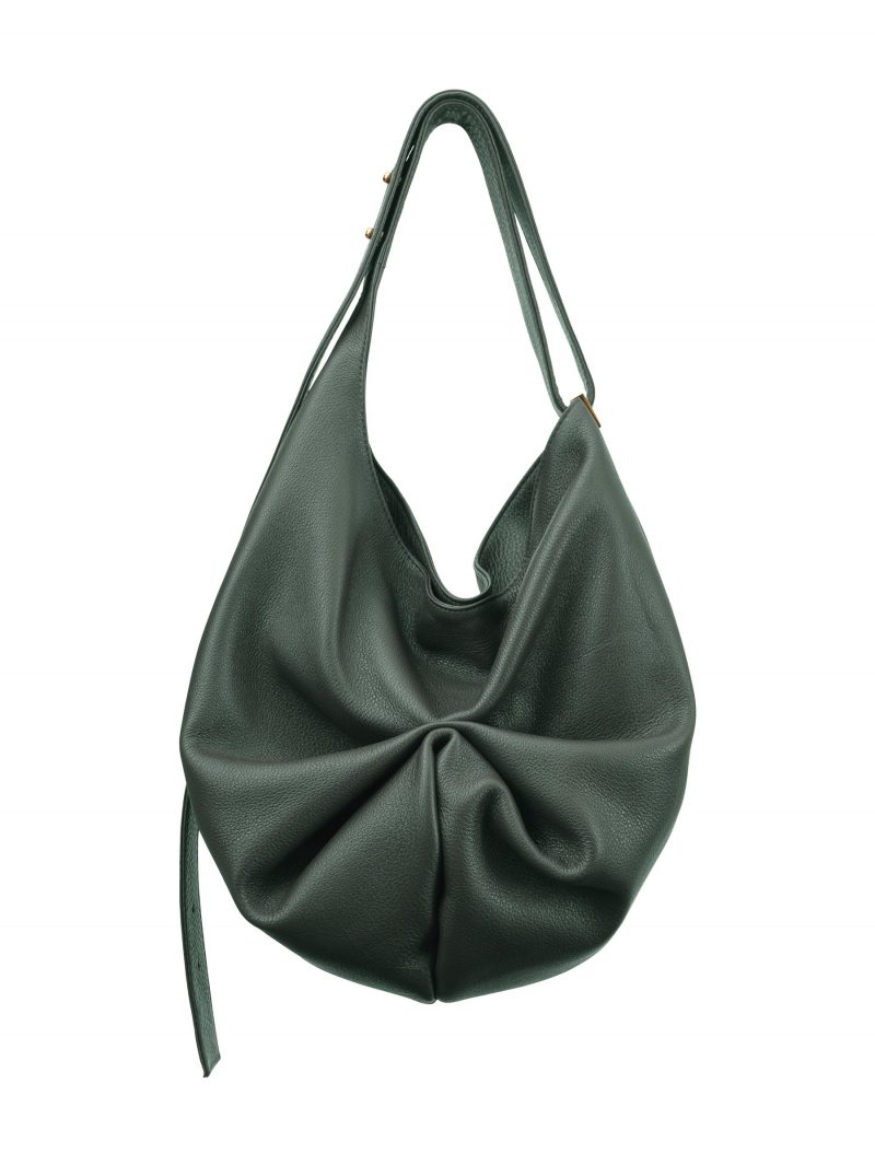SACAR S shoulder bag in pine green calfskin leather | TSATSAS