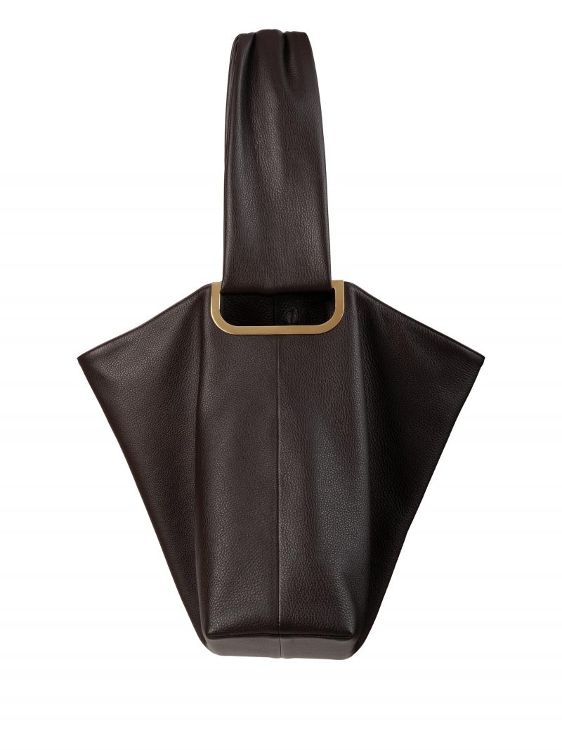 SHIFT shoulder bag in dark brown calfskin leather | TSATSAS