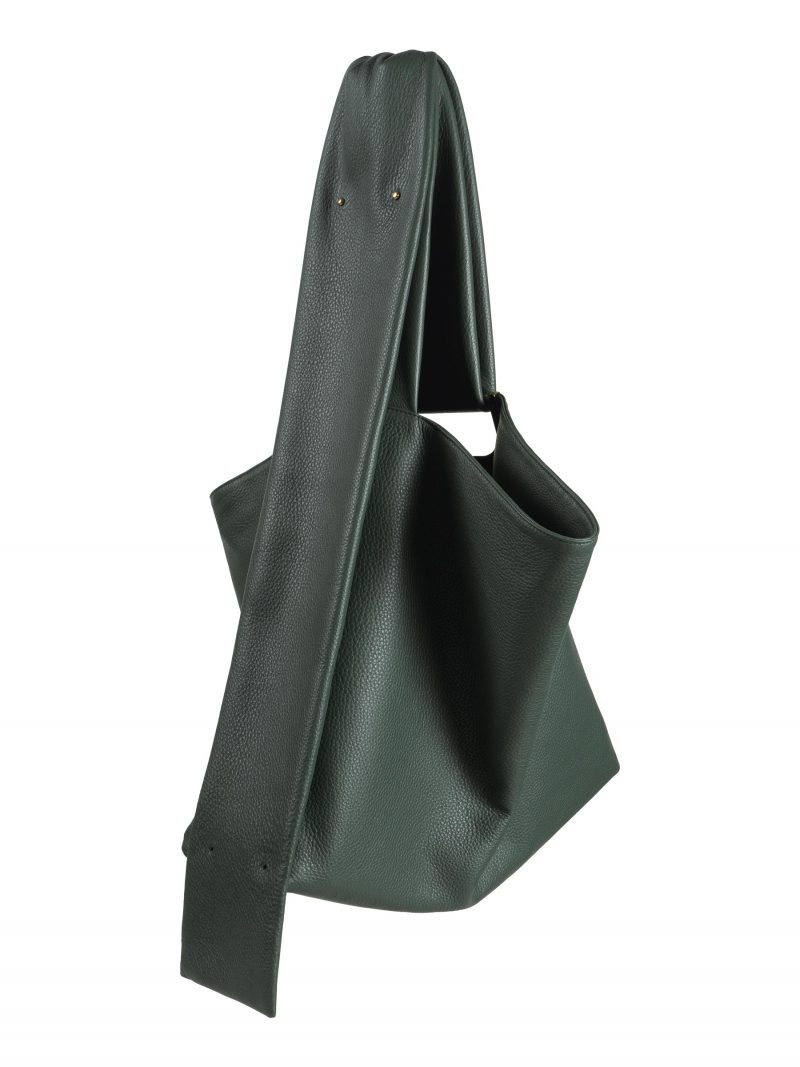 SHIFT shoulder bag in pine green calfskin leather | TSATSAS