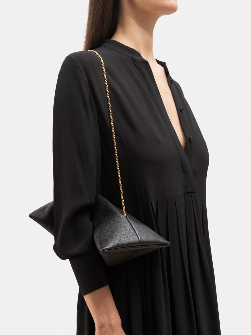 ANVIL shoulder bag in black calfskin leather | TSATSAS