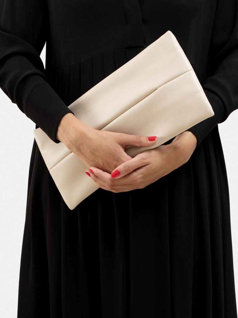ANVIL shoulder bag in ivory calfskin leather | TSATSAS