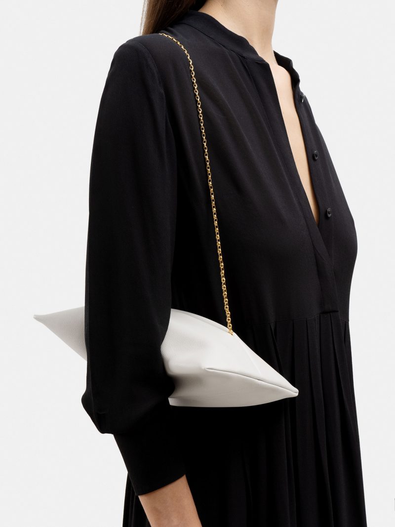 ANVIL shoulder bag in off-white calfskin leather | TSATSAS