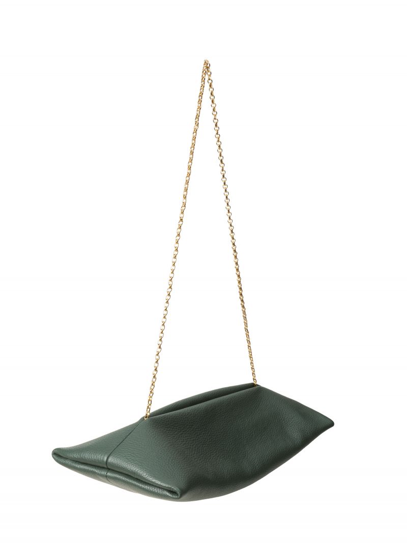 ANVIL shoulder bag in pine-green calfskin leather | TSATSAS