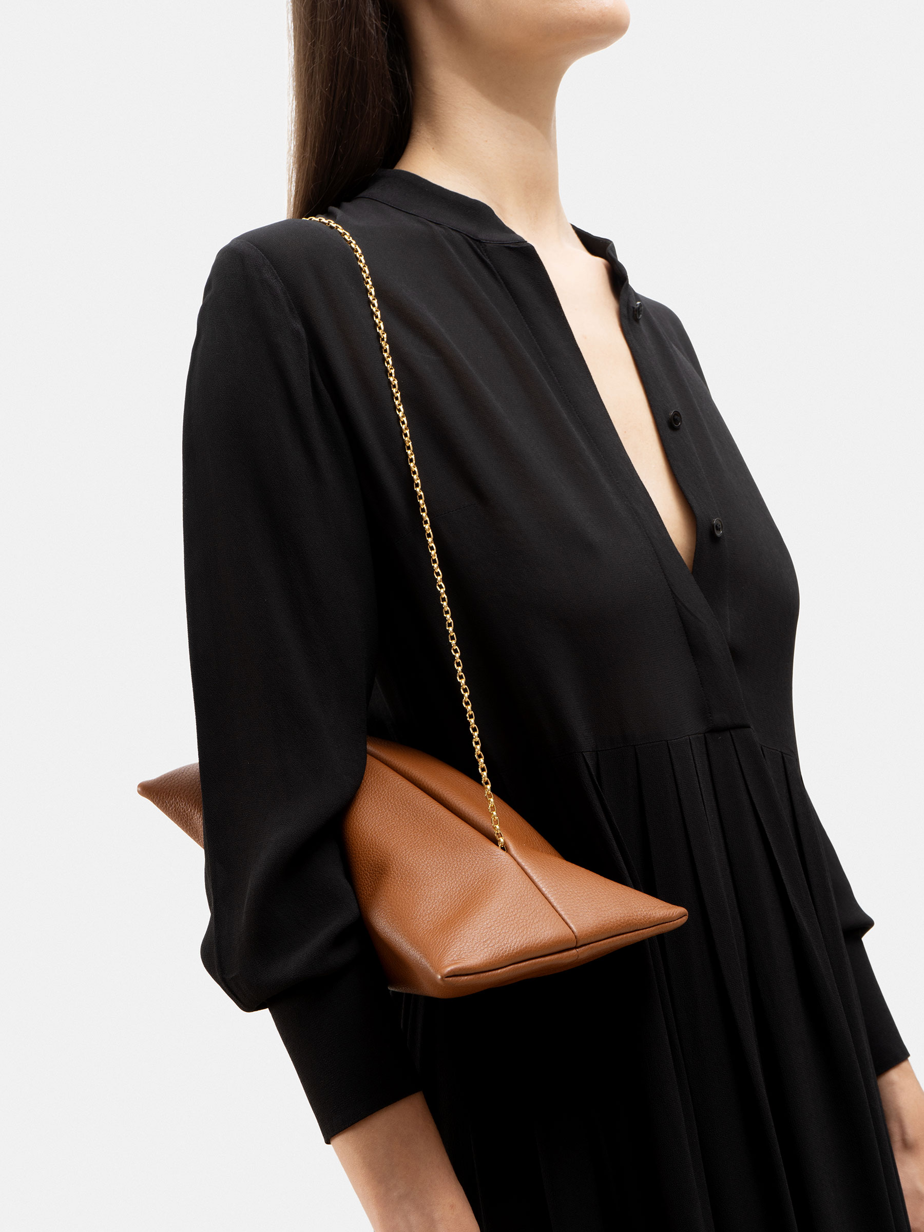 ANVIL shoulder bag in tan calfskin leather | TSATSAS