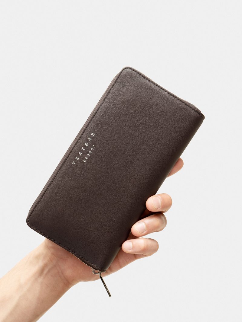 KOBO 2 wallet in dark brown calfskin leather | TSATSAS