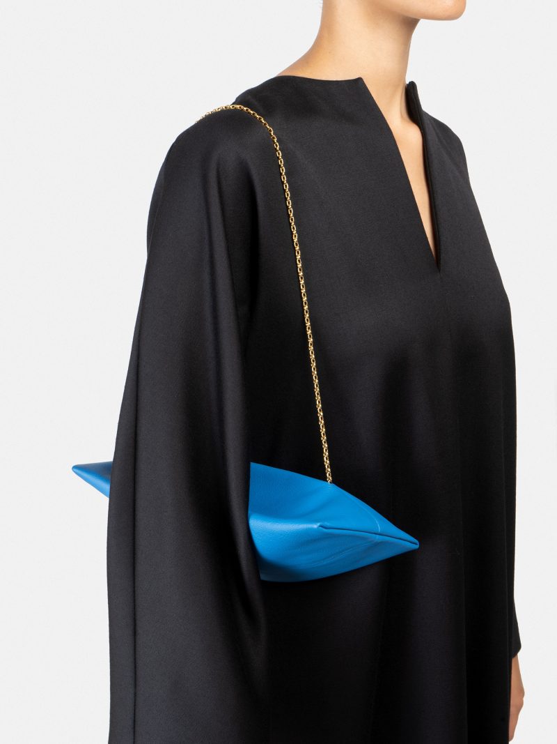 ANVIL shoulder bag in azure calfskin leather | TSATSAS