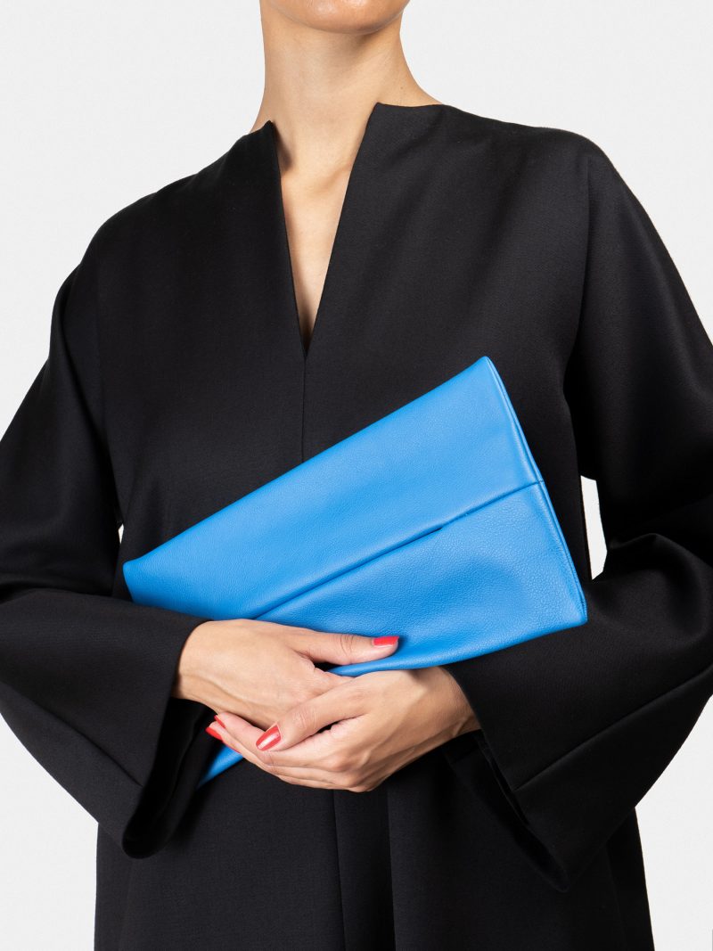 ANVIL shoulder bag in azure calfskin leather | TSATSAS