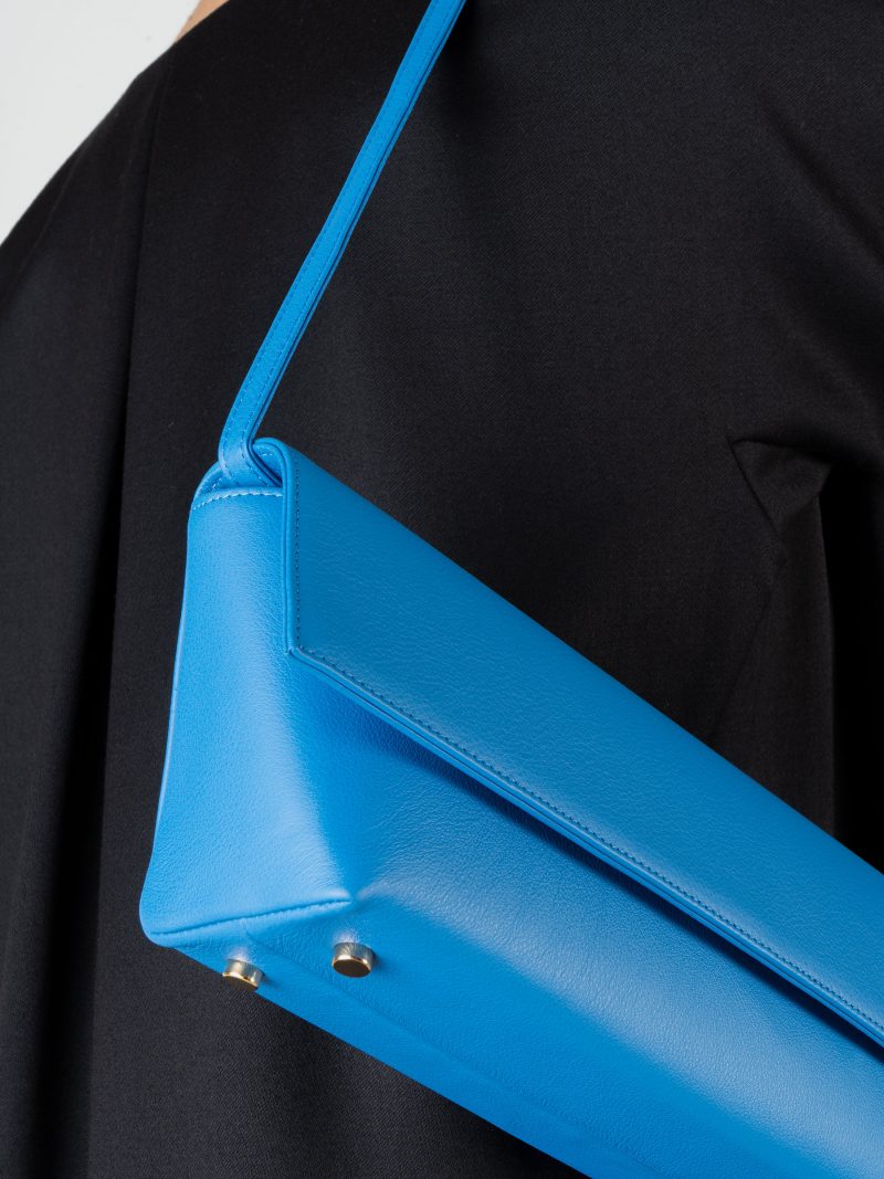 KIRAT shoulder bag in azure calfskin leather | TSATSAS