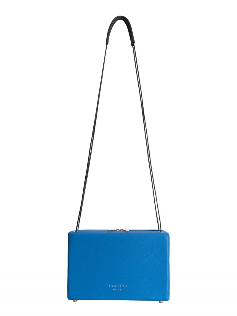 LINDEN 32 shoulder bag in azure calfskin leather | TSATSAS