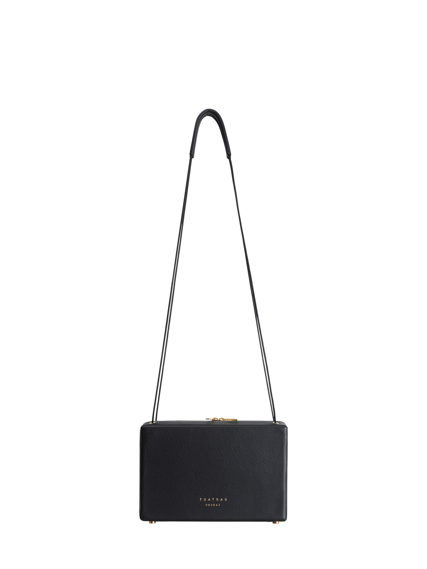 TAPE shoulder bag in black calfskin leather