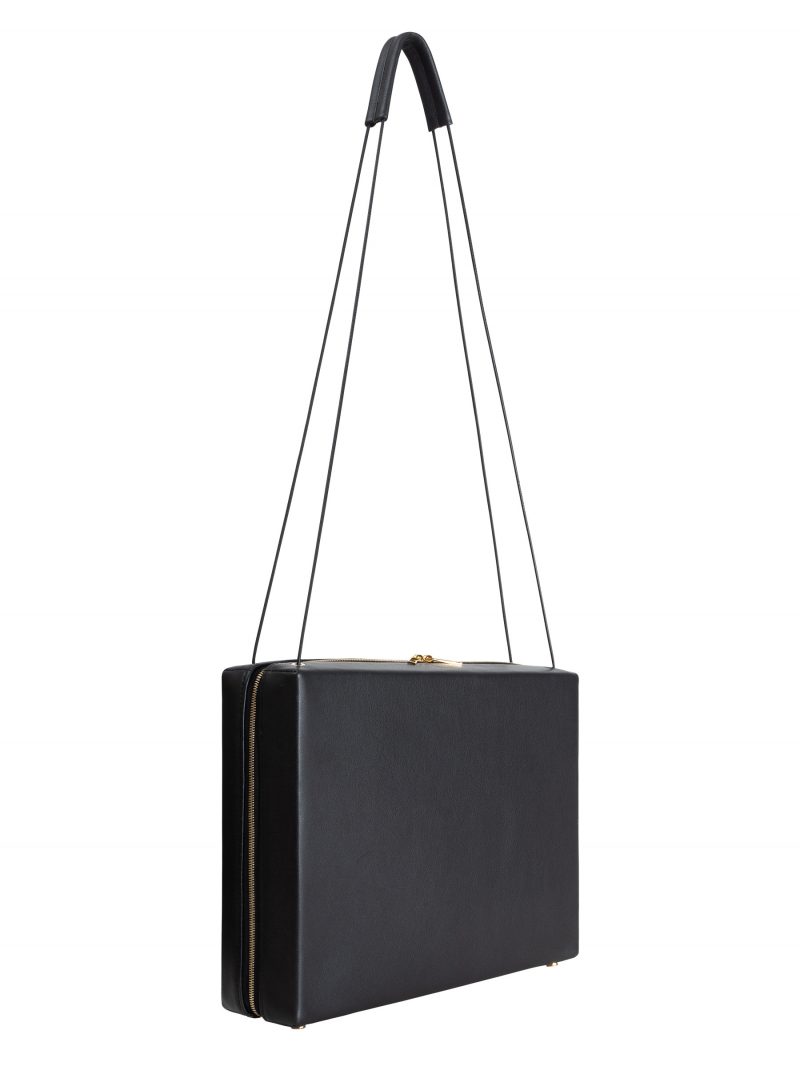 LINDEN 43 shoulder bag in black calfskin leather | TSATSAS