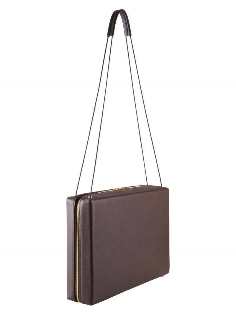 LINDEN 43 shoulder bag in dark brown calfskin leather | TSATSAS