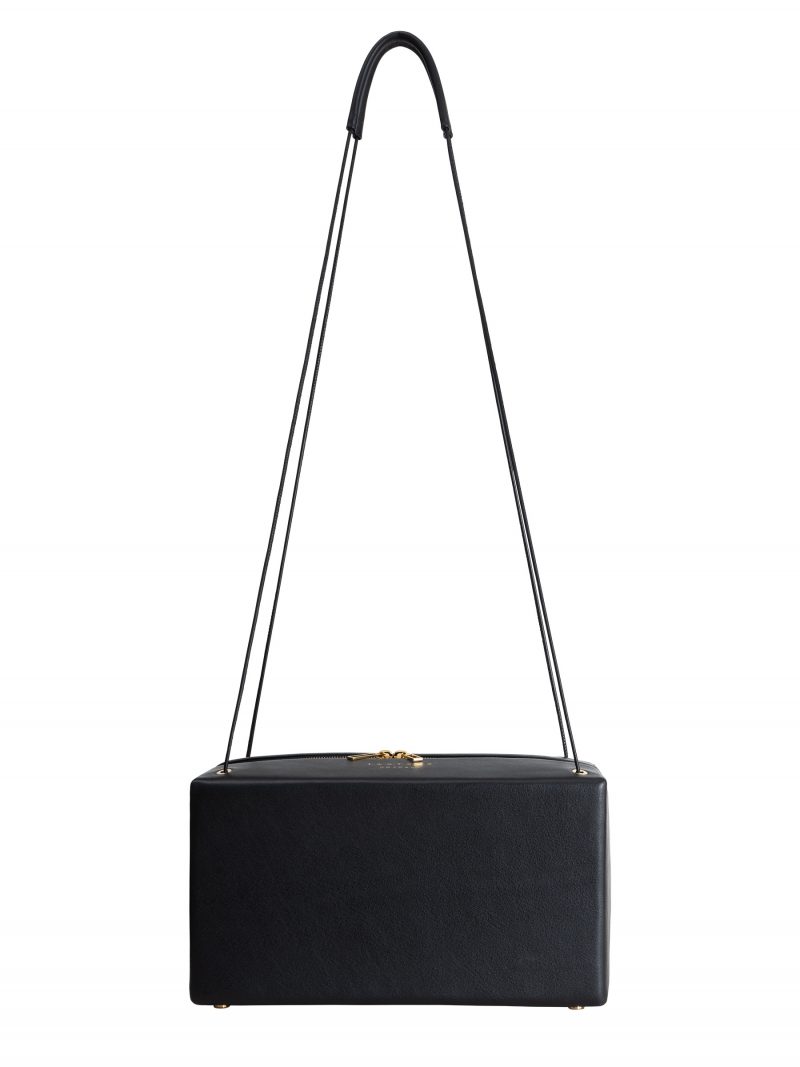 LINDEN shoulder bag in black calfskin leather | TSATSAS