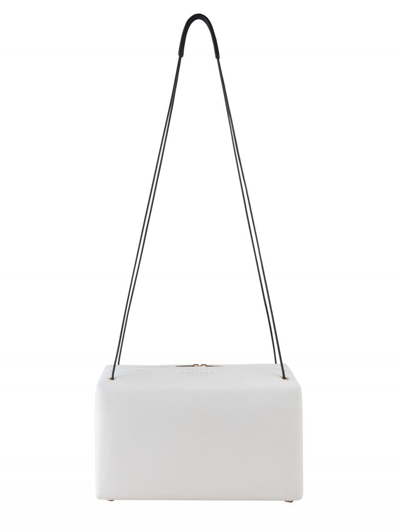 LINDEN shoulder bag in off-white calfskin leather | TSATSAS