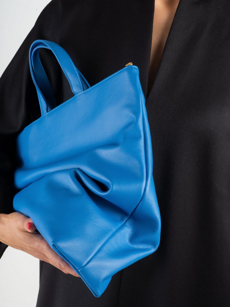 LUCID tote bag in azure calfskin leather | TSATSAS