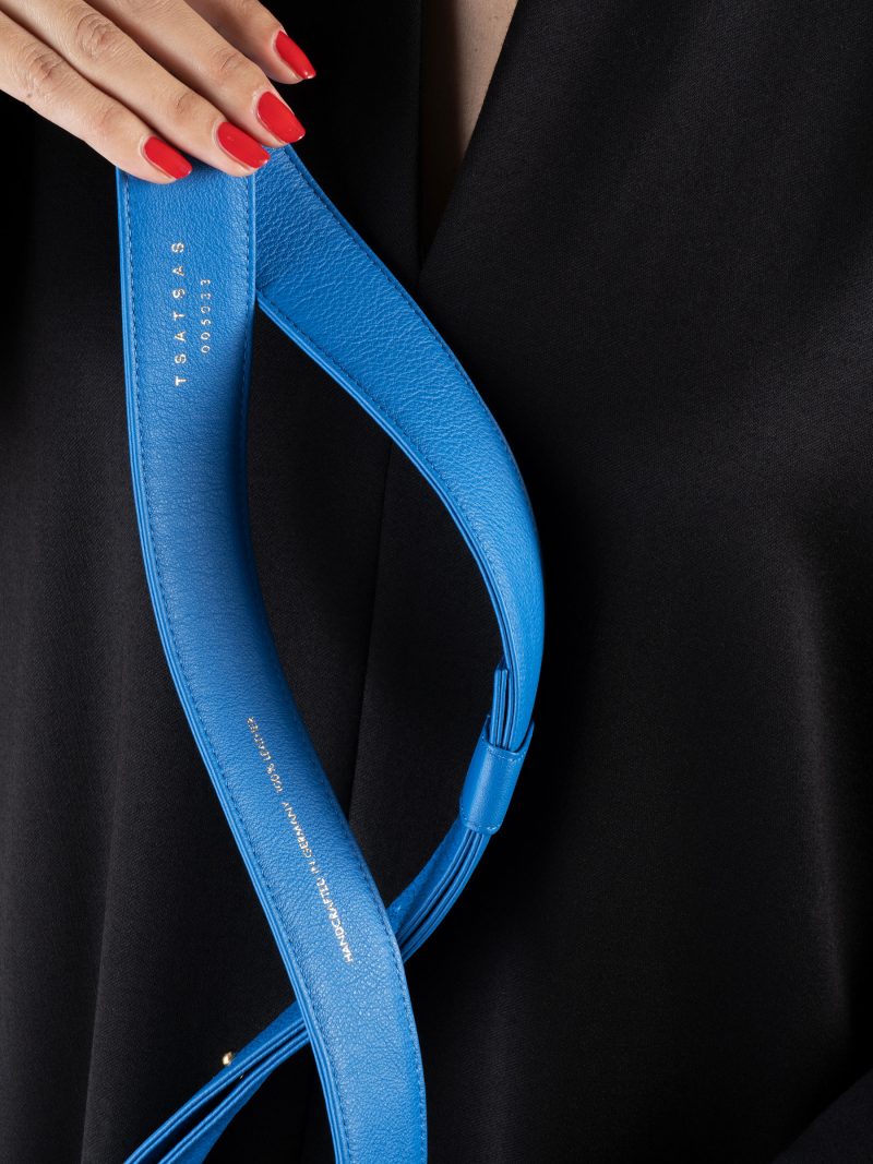 SOMA belt in azure calfskin leather | TSATSAS