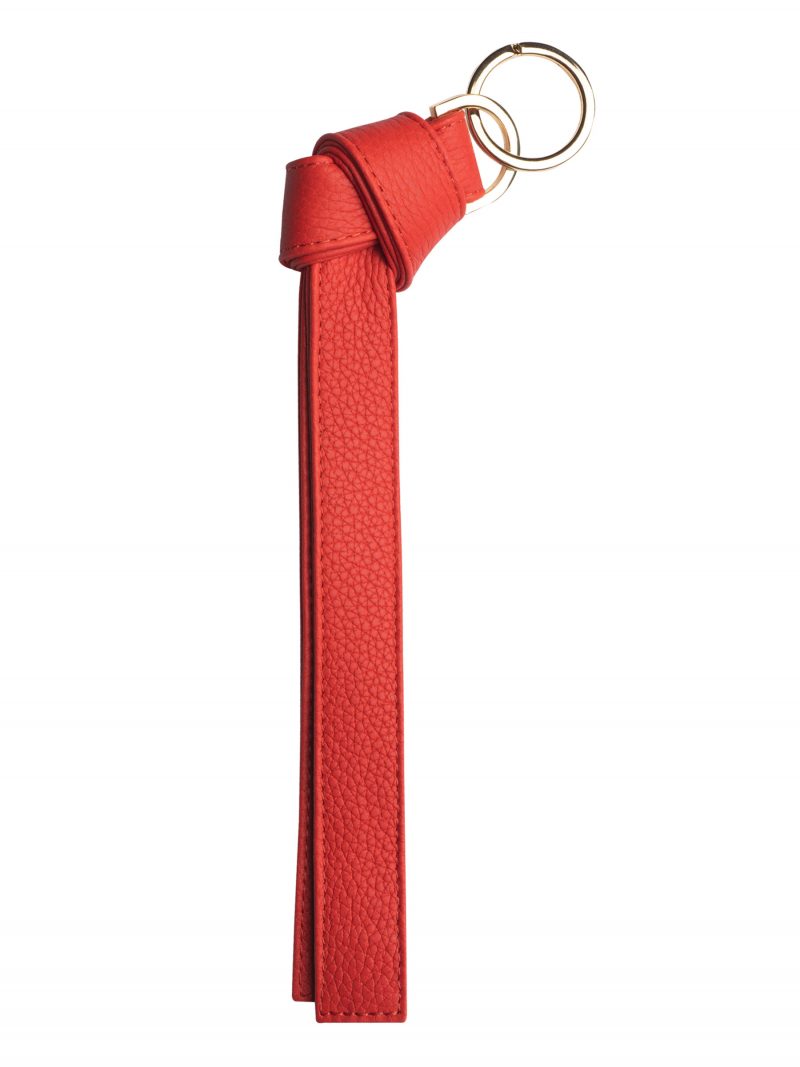 TAPE K keychain in bright red calfskin leather | TSATSAS